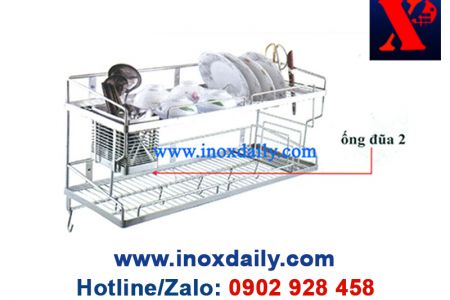 Kệ sóng chén 7 tấc 2 tầng treo Inox 304 - KC 04