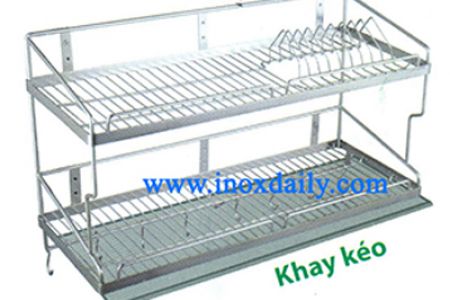 Kệ sóng chén 7 tấc 2 tầng có khay hứng nước