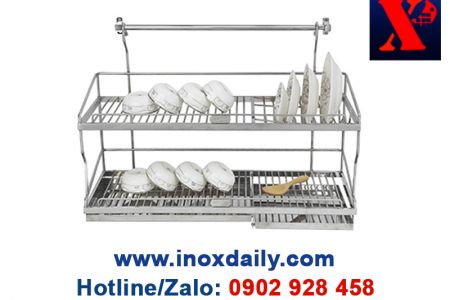 Kệ sóng chén 7 tấc 2 tầng Inox 304