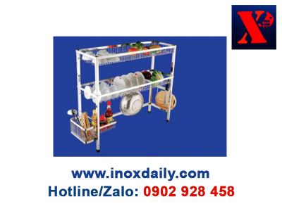 Kệ sóng chén 7 tấc 2 tầng Inox 304 - KC 22