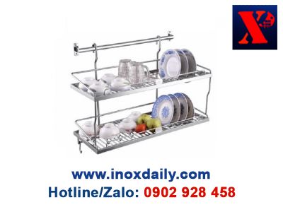 Kệ sóng chén 7 tấc 2 tầng treo Inox 304 - KC 07